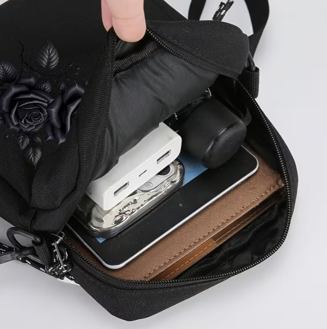 Black Rose Crossbody Bag