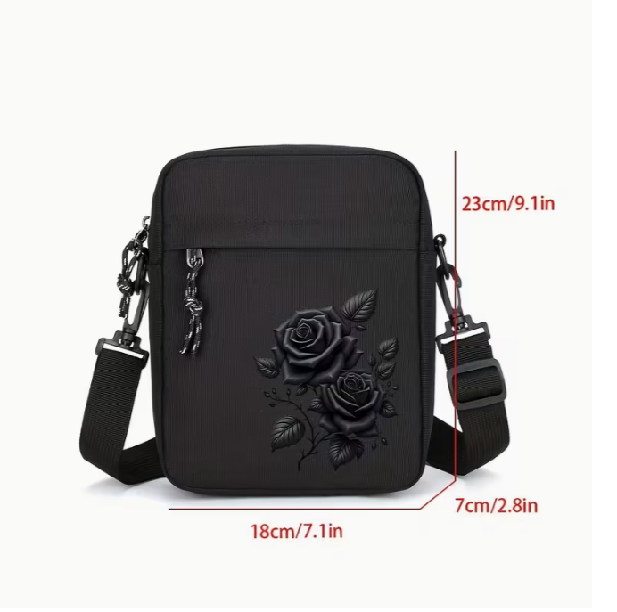 Black Rose Crossbody Bag
