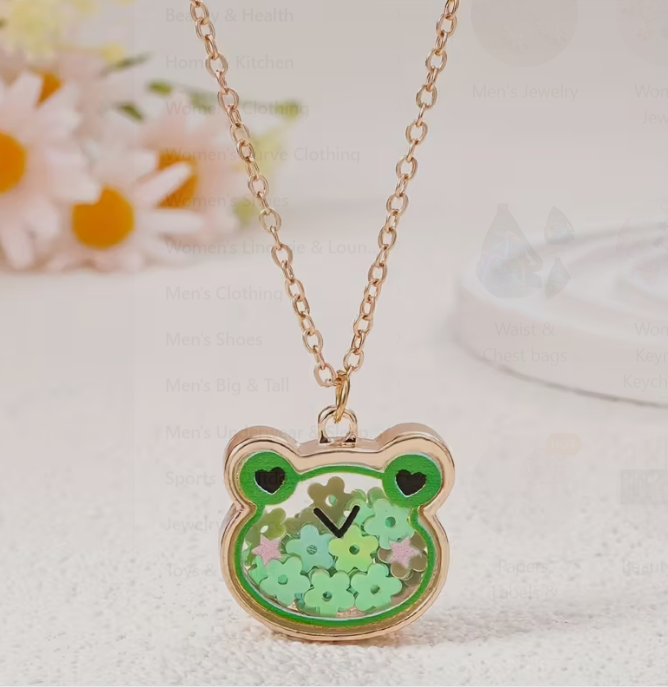 Kids Glitter Critter Necklace – Bear, Kitten, or Frog