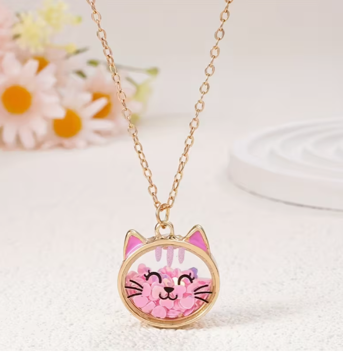 Kids Glitter Critter Necklace – Bear, Kitten, or Frog