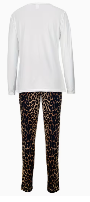 “Blessed” Leopard Lounge Set – Long Sleeve Top & Jogger Pants