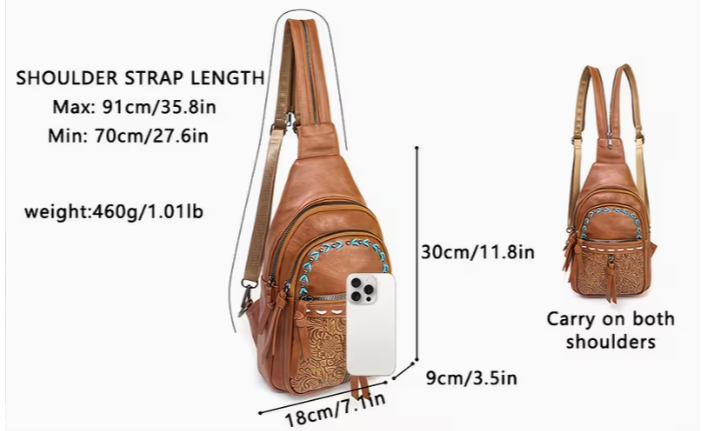 🤎 Western Turquoise Stitch Sling Backpack Crossbody