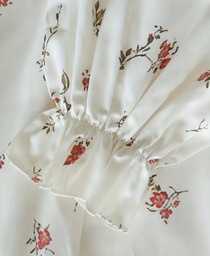 Floral Ruffle Long Sleeve Boho Dress