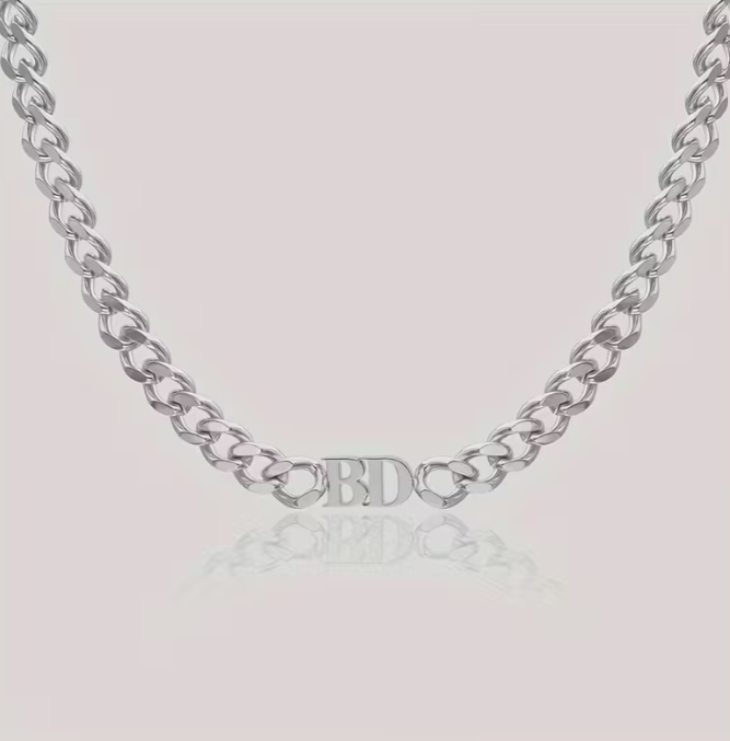 Custom Initial Cuban Chain Necklace ~Send order # and Initials to www.scentedserenityco2024@gmail.com