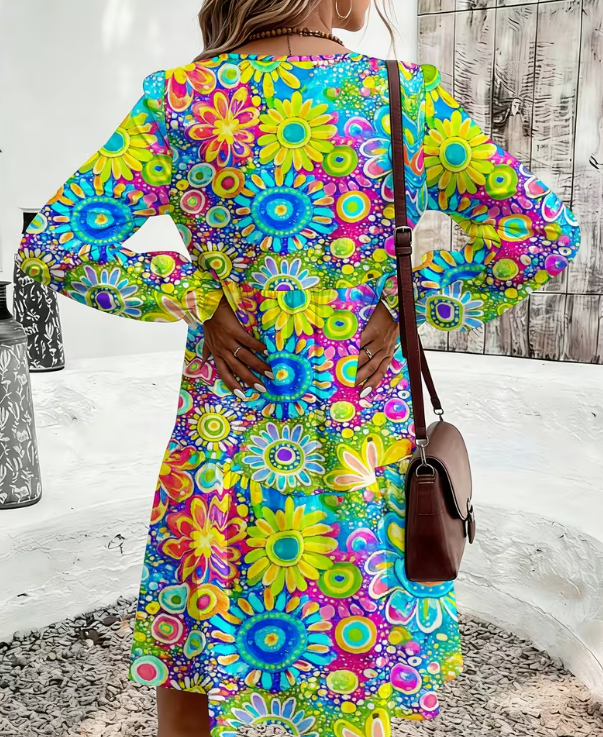 🌈 Retro Bloom Spring Plus Size Dress