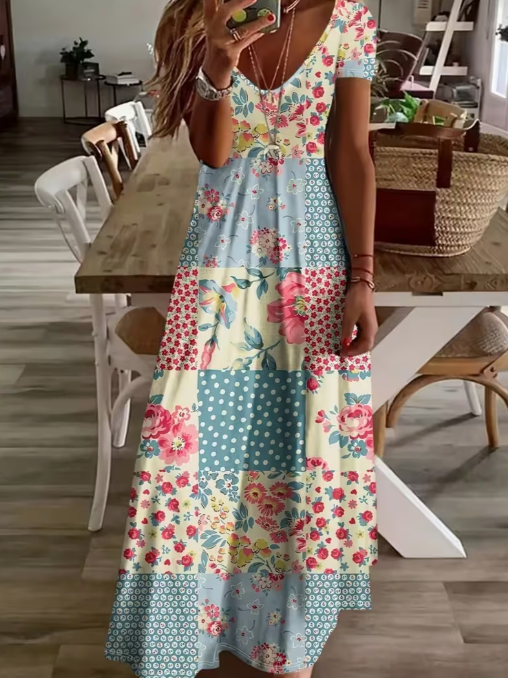 🌸 Wildflower Patchwork Maxi Dress