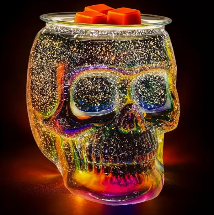💀✨ Iridescent Skull Wax Warmer Electric  – Color-Changing Glow