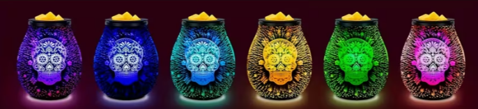 💀✨ Sugar Skull Glow Wax Warmer – Color-Changing Vibes
