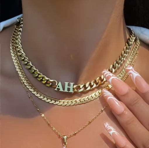Custom Initial Cuban Chain Necklace ~Send order # and Initials to www.scentedserenityco2024@gmail.com