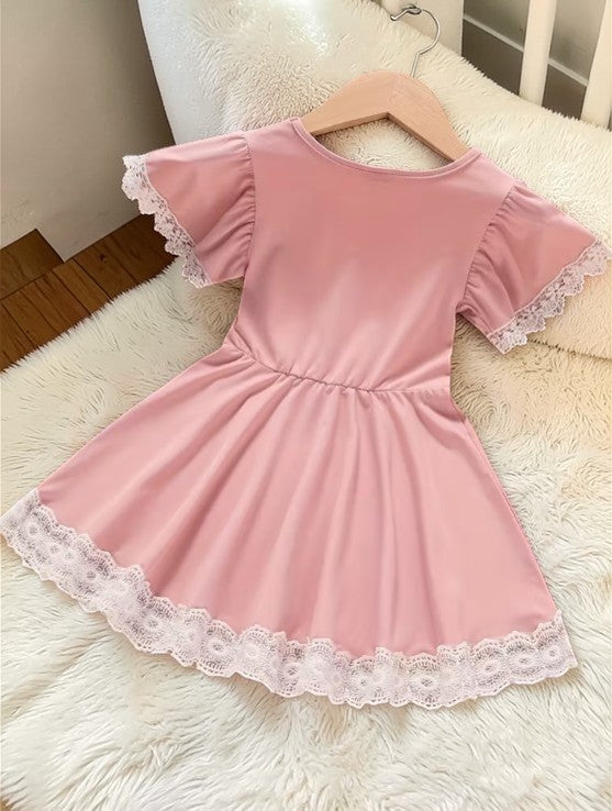 🌸✨ Blush Lace Twirl Dress – Little Girl Boutique Style
