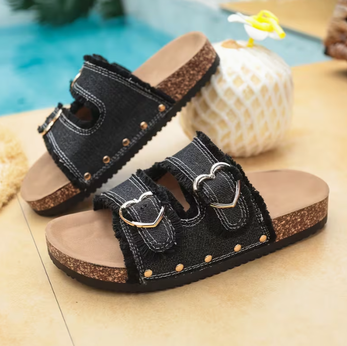 Heart Buckle Comfort Sandals