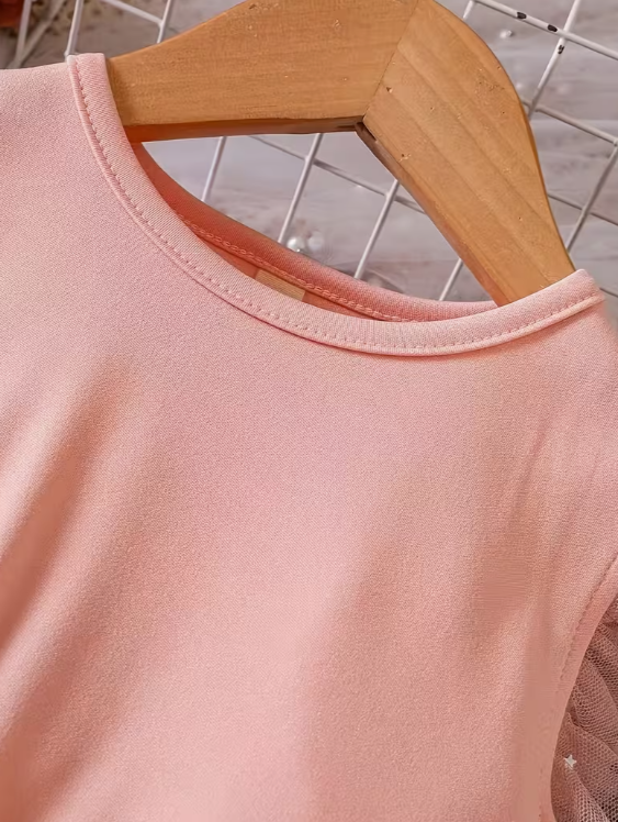 ✨🎀 Blush Star Tulle Dress – Little Princess Sparkle
