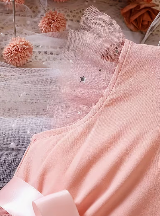 ✨🎀 Blush Star Tulle Dress – Little Princess Sparkle