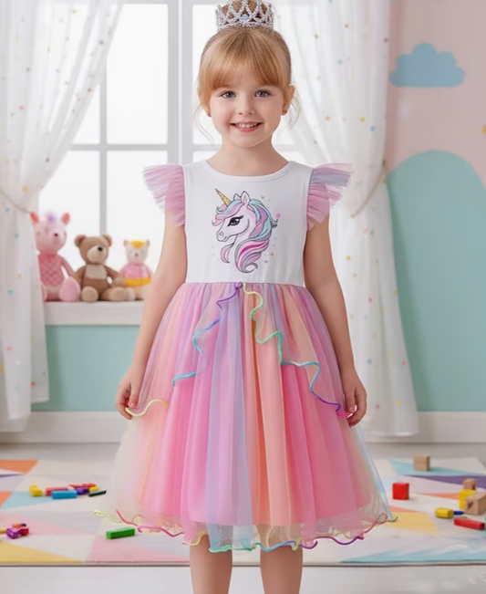 🦄✨ Magical Unicorn Tutu Dress (Pink & Purple)