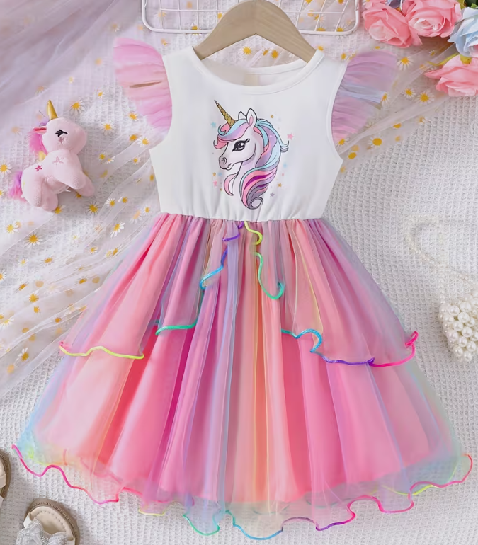 🦄✨ Magical Unicorn Tutu Dress (Pink & Purple)