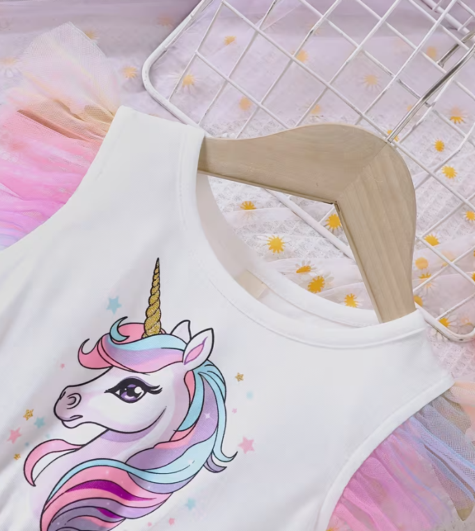 🦄✨ Magical Unicorn Tutu Dress (Pink & Purple)