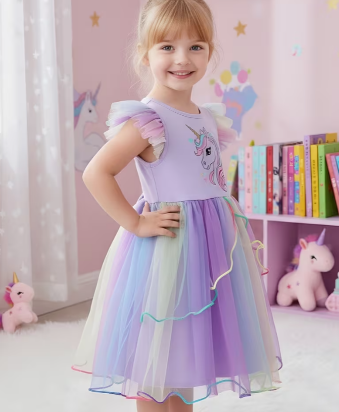 🦄✨ Magical Unicorn Tutu Dress (Pink & Purple)
