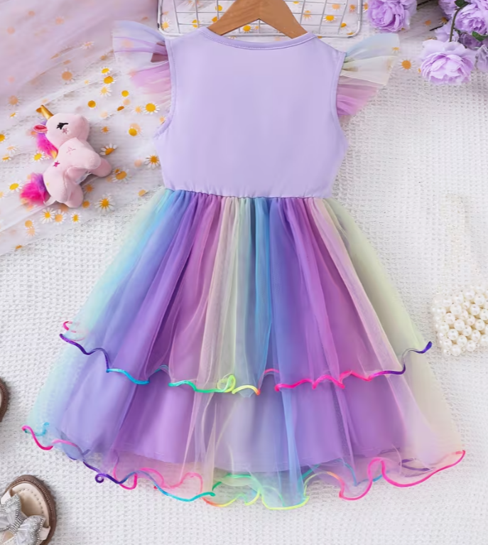 🦄✨ Magical Unicorn Tutu Dress (Pink & Purple)