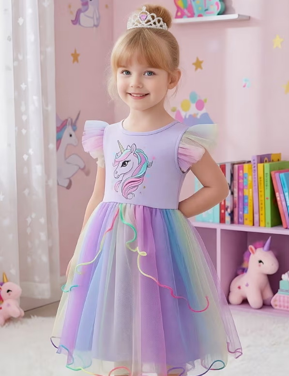 🦄✨ Magical Unicorn Tutu Dress (Pink & Purple)