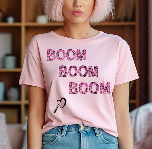 Boom Boom Boom PINK WORDS Cheetah T~shirt