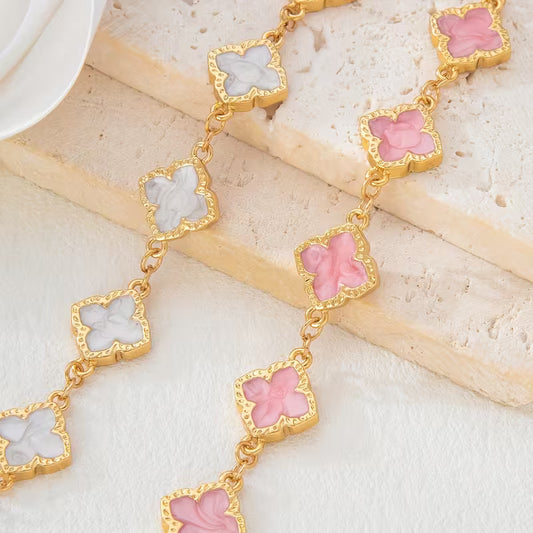 ✨Clover Cross Gold Bracelet Pink or White