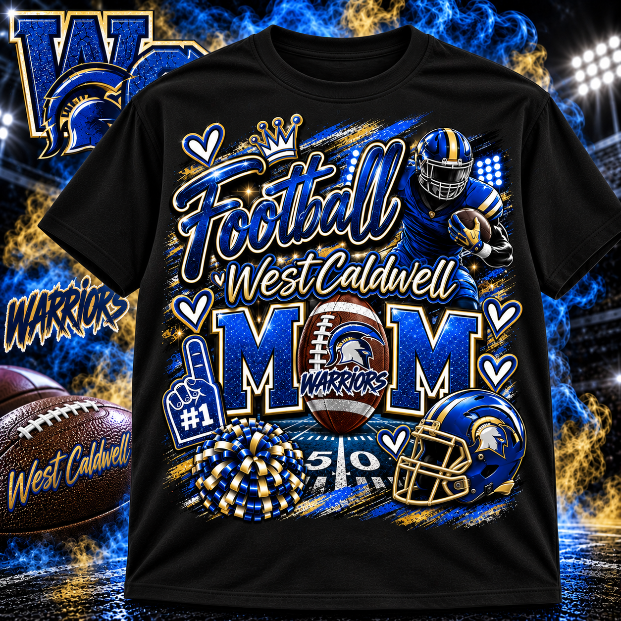 West Caldwell Warriors ~ CHOOSE T SHIRT, SWEATSHIRT, HOODIE