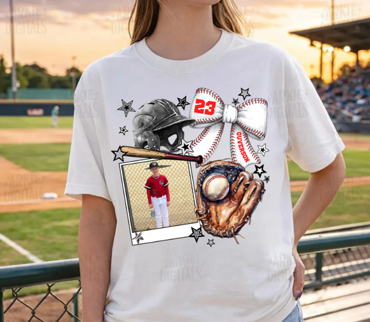 Custom Baseball / Softball Mom Photo T-Shirt – Personalized Player Shirt~ Send pic and number to scentedserenityco2024@gmail.com