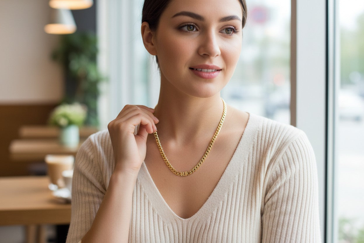 Custom Initial Cuban Chain Necklace ~Send order # and Initials to www.scentedserenityco2024@gmail.com