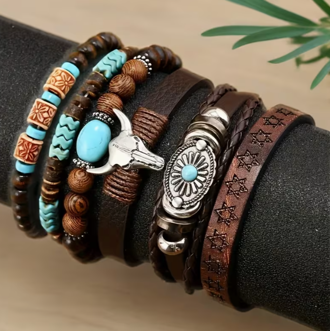 Western Turquoise Layered Bracelet Set