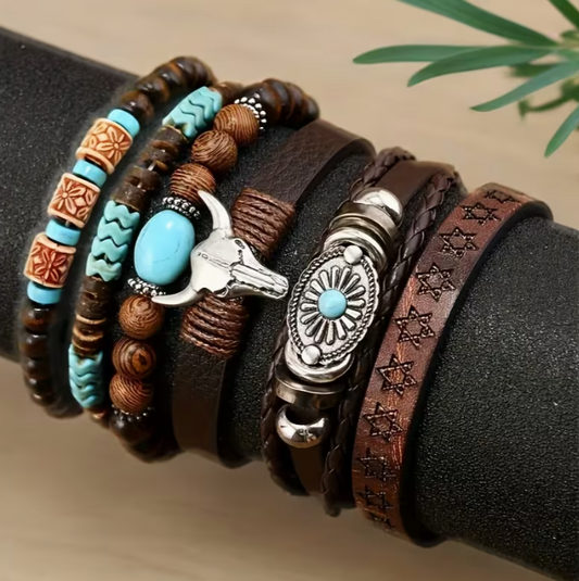Western Turquoise Layered Bracelet Set