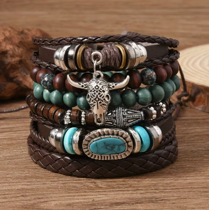 Turquoise Western Style 6 piece Bracelet