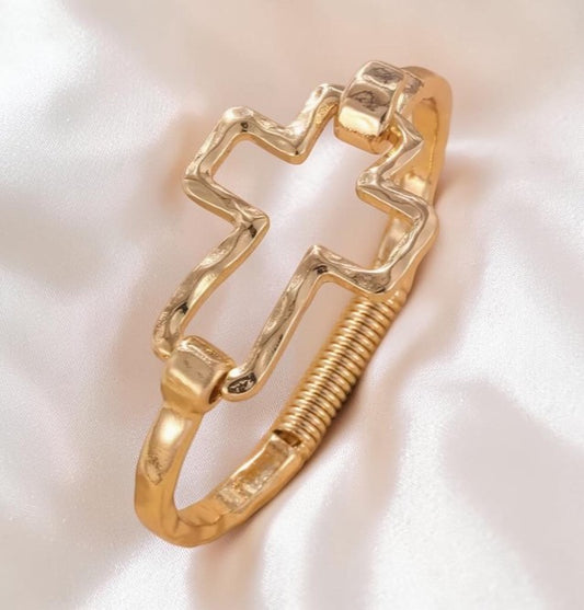 Faith Cross Gold Stretch Bracelet – Minimalist Christian Jewelry