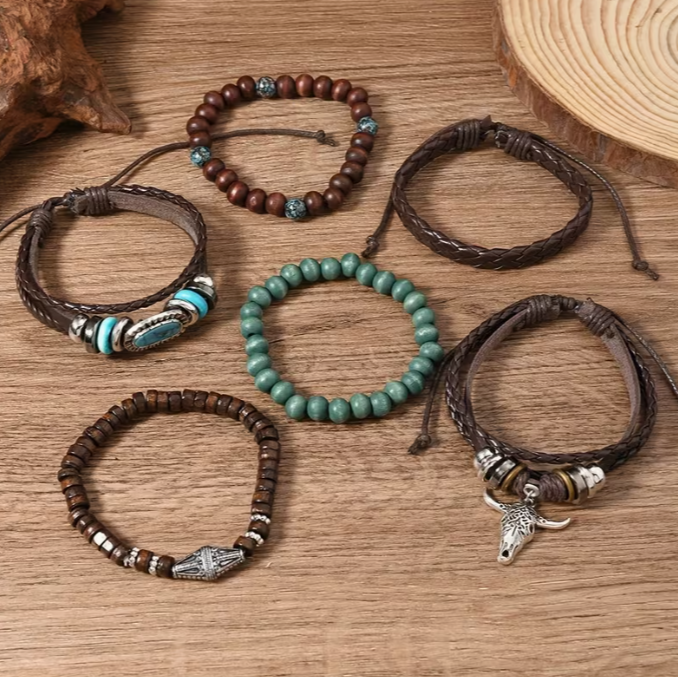 Turquoise Western Style 6 piece Bracelet
