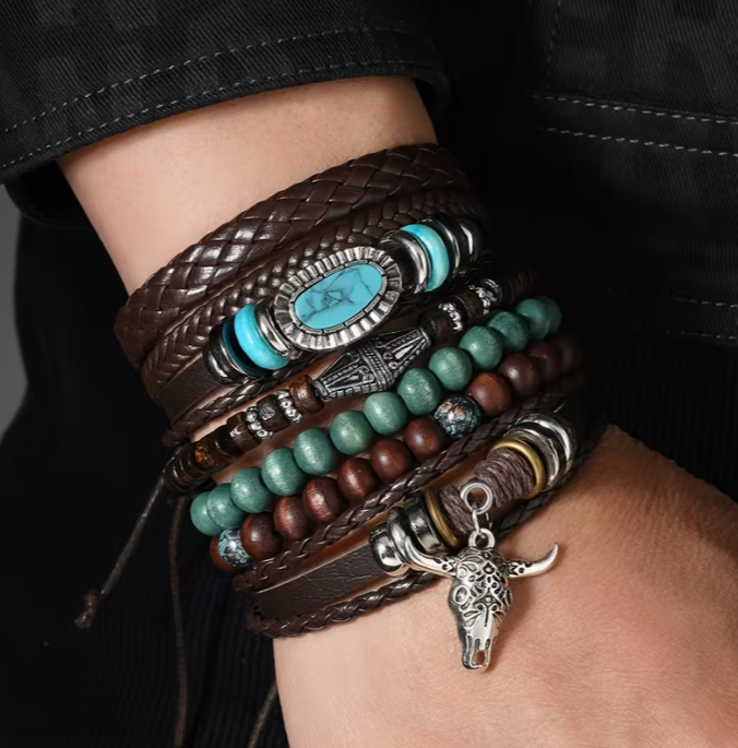 Turquoise Western Style 6 piece Bracelet
