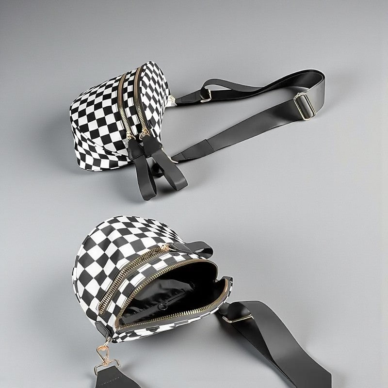 Chic Plaid Nylon Crossbody Bag – Large Capacity, Adjustable Strap & Multiple Pockets