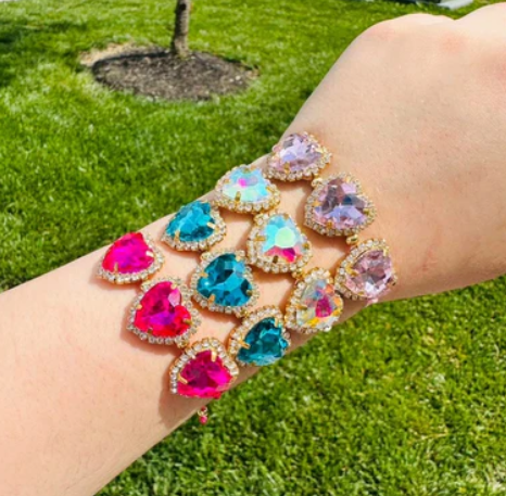 Crystal Halo Heart Adjustable Bracelet