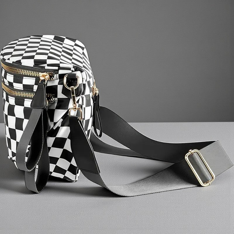 Chic Plaid Nylon Crossbody Bag – Large Capacity, Adjustable Strap & Multiple Pockets