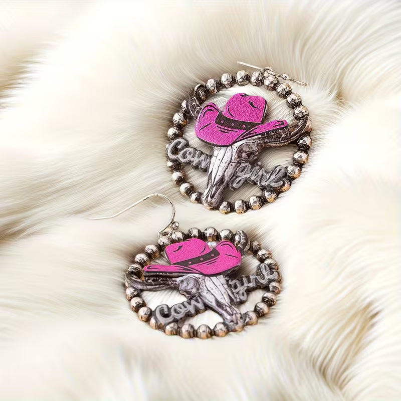 Pink Cowgirl Statement Earrings