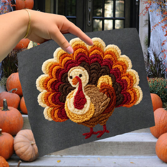 Faux Yarn Thanksgiving Turkey T~Shirt