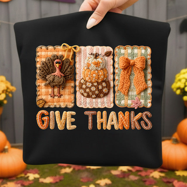 Give Thanks Faux Yarn T~Shirt