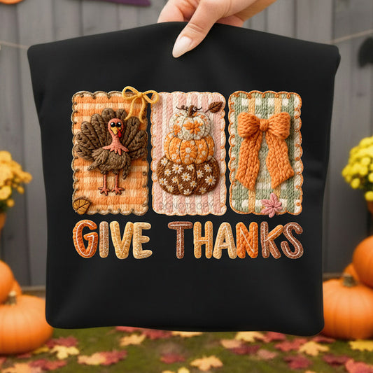 Give Thanks Faux Yarn T~Shirt
