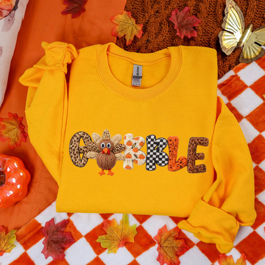 Turkey Gobble Faux Yarn Sweatshirt