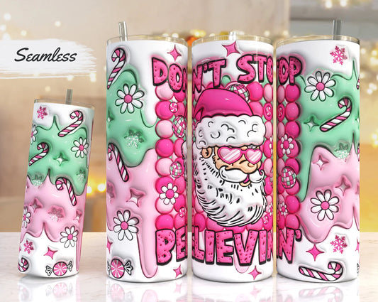Don't Stop Believin' Santa 20 oz Stainless Steel Tumbler