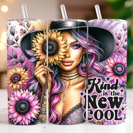 Kind Is The New Cool Sunflower 20 oz Stainless Steel Tumbler