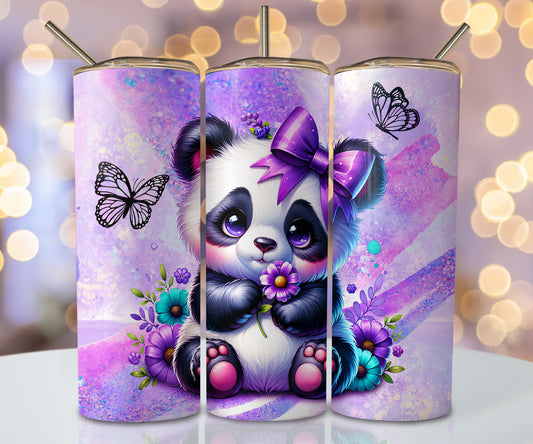 Purple Panda 20 oz Stainless Steel Tumbler