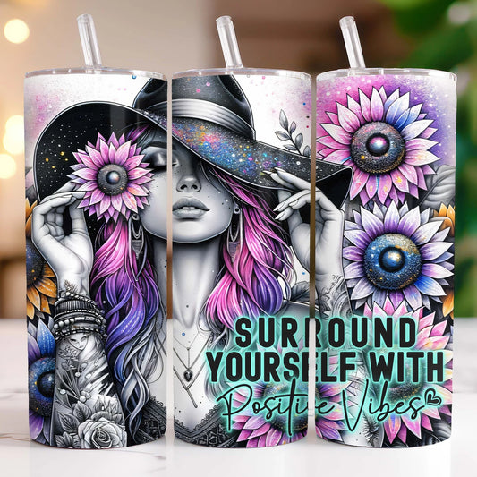 Surround Yourself With Positive Vibes 20 oz Stainless Steel Tumbler