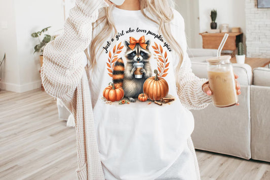 Just a Girl Who Loves Pumpkin Spice Racoon T~Shirt