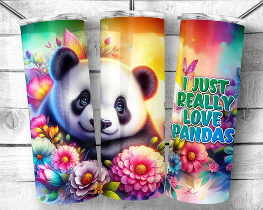 Neon Splash Panda Love 20 oz Stainless Steel Tumbler