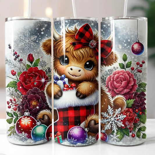 Shaggy Cow Christmas Tumbler