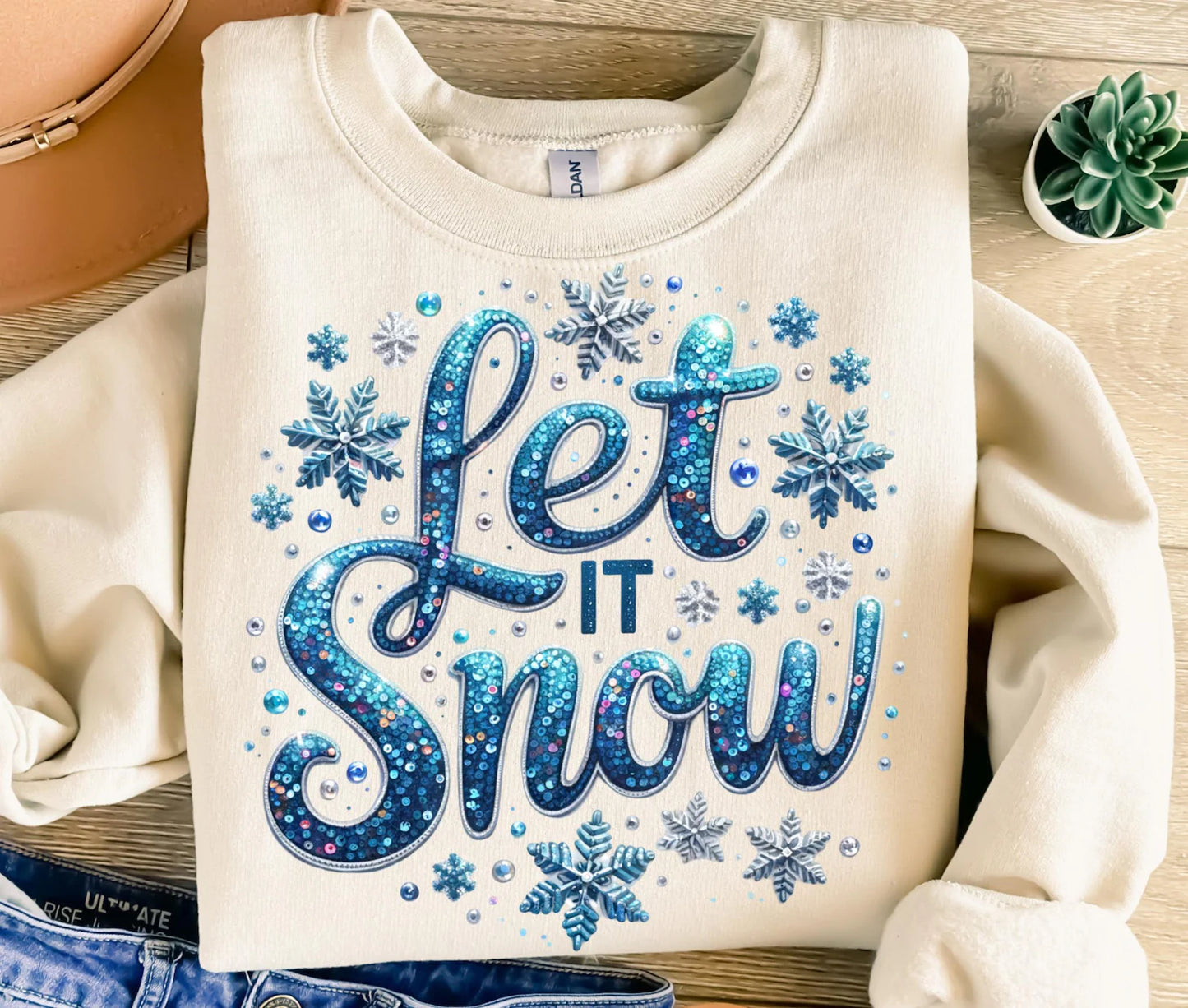 Let It Snow Faux Bedazzles Sweatshirt